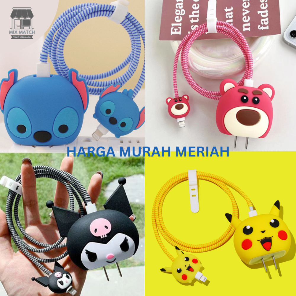 Set Pelindung Kabel 4 In 1 / Set Cable Bite Karakter / Set Pelindung Kabel Charger Hp