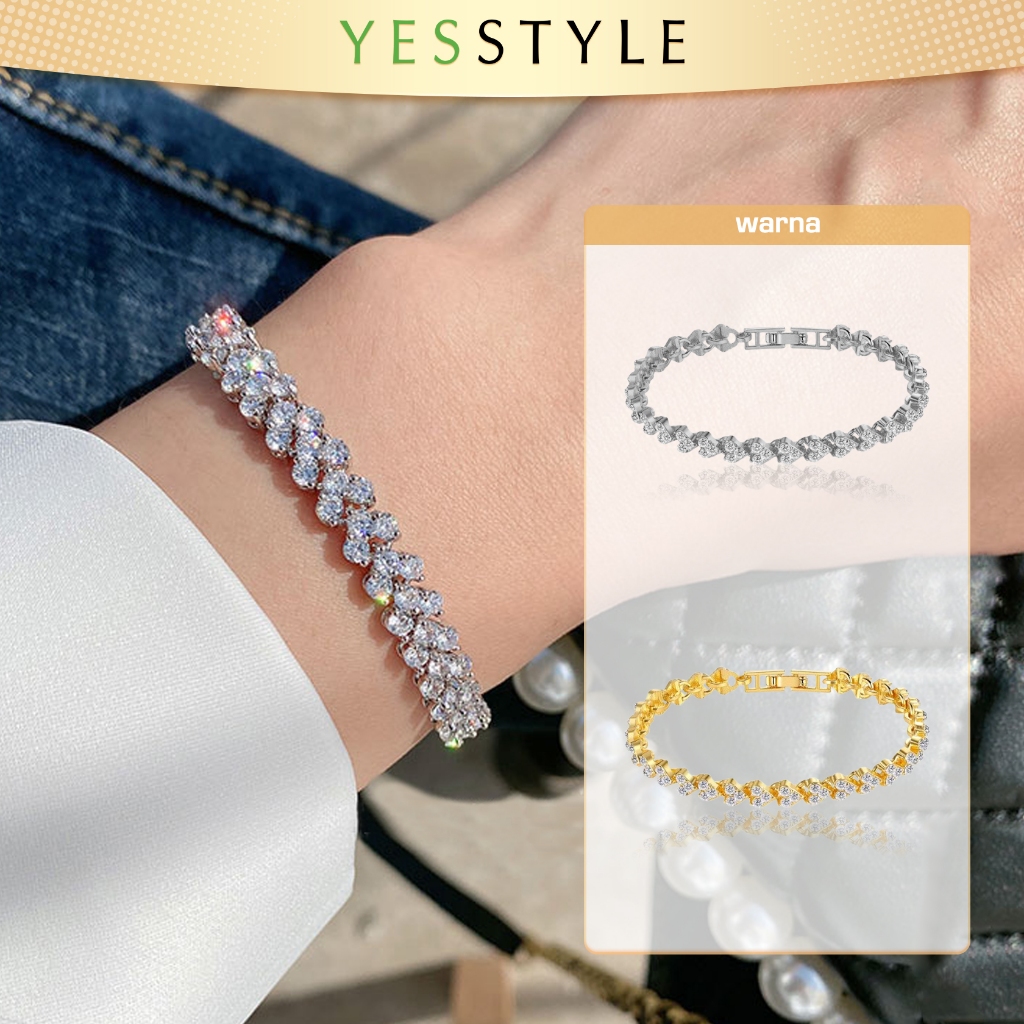 Yesstyle Gelang Kristal Diamond Mewah Gelang Tangan Wanita Elegan