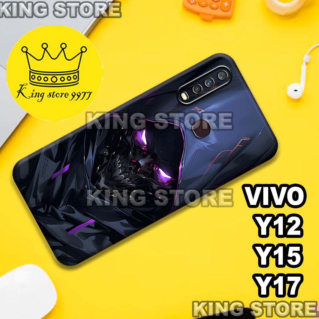 (KS12)  Softcase karet untuk VIVO Y12 - Y15 - Y17 Motif gambar karakter Skull/casing VIVO Y12 - Y15 