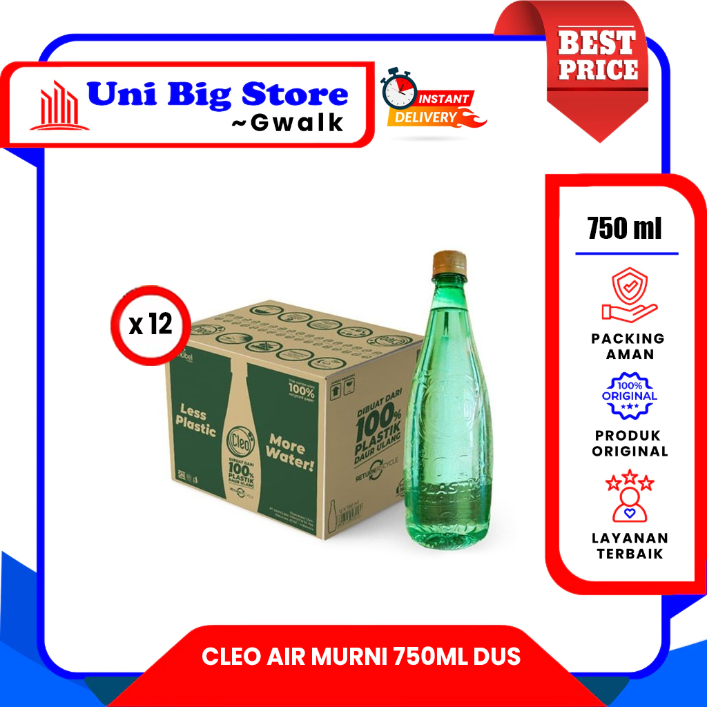 

CLEO AIR MURNI ECO GREEN BOTOL HIJAU DUS - (750 ml x 12 pcs)