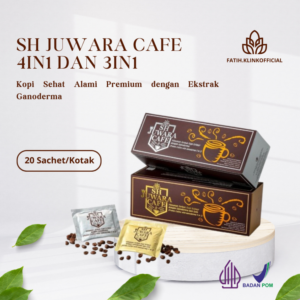 

SH Juwara Cafe 3in1 & 4in1 (1 Box Isi 20 Sachet) Kopi Juwara Kesehatan Mengandung Ganoderma