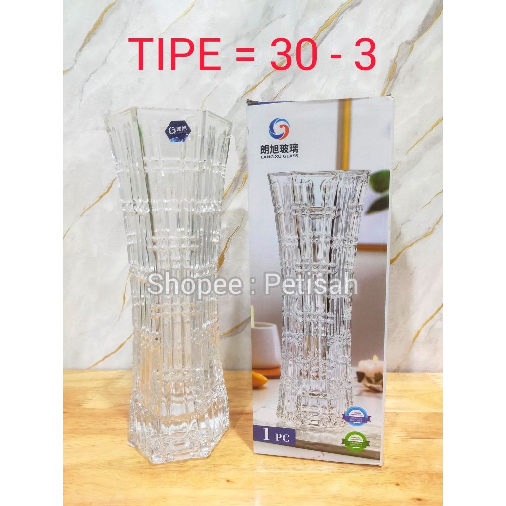 Vas Bunga Kaca Kristal Lang Xu 30-3 / Vase Bunga Kaca / Vase Bunga Tinggi / Vas Kristal Aesthetic / 