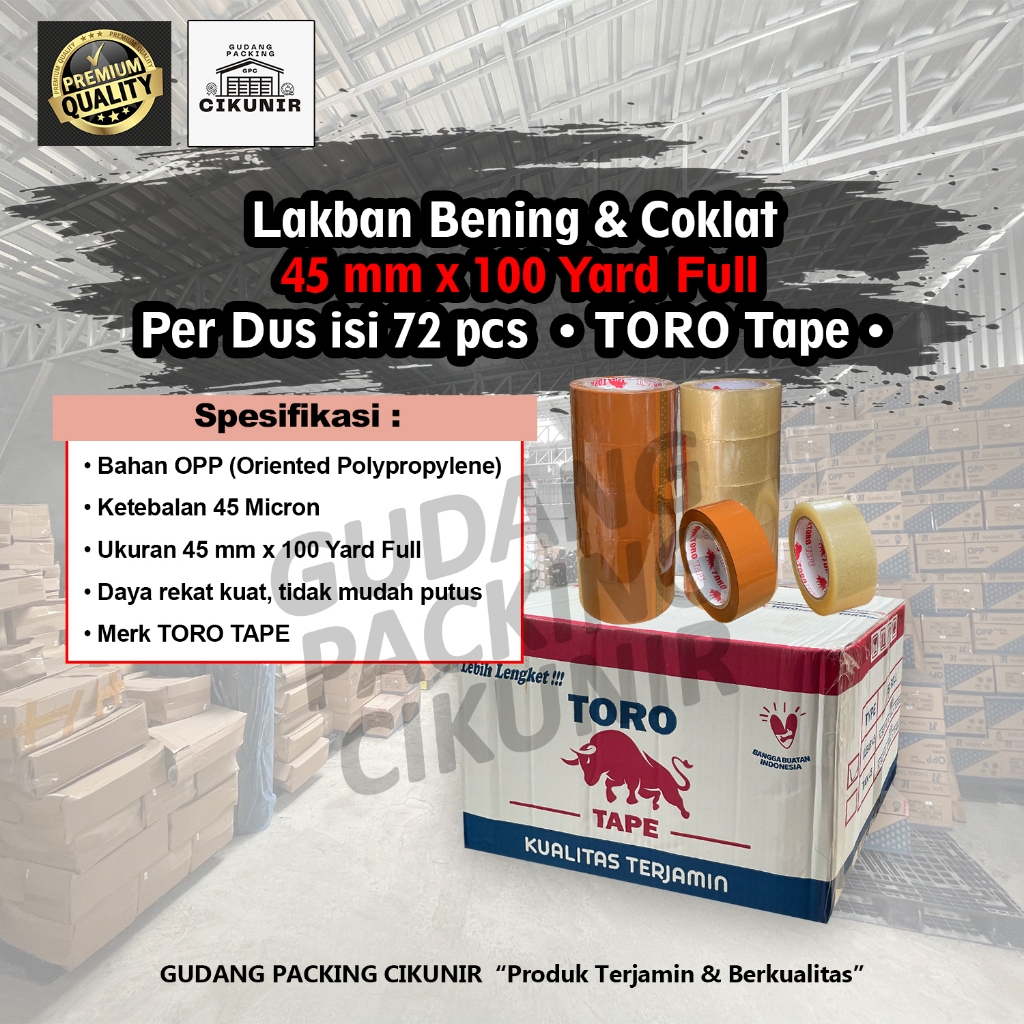 

Lakban Bening Toro 72 Yard Full 1 Dus Termurah
