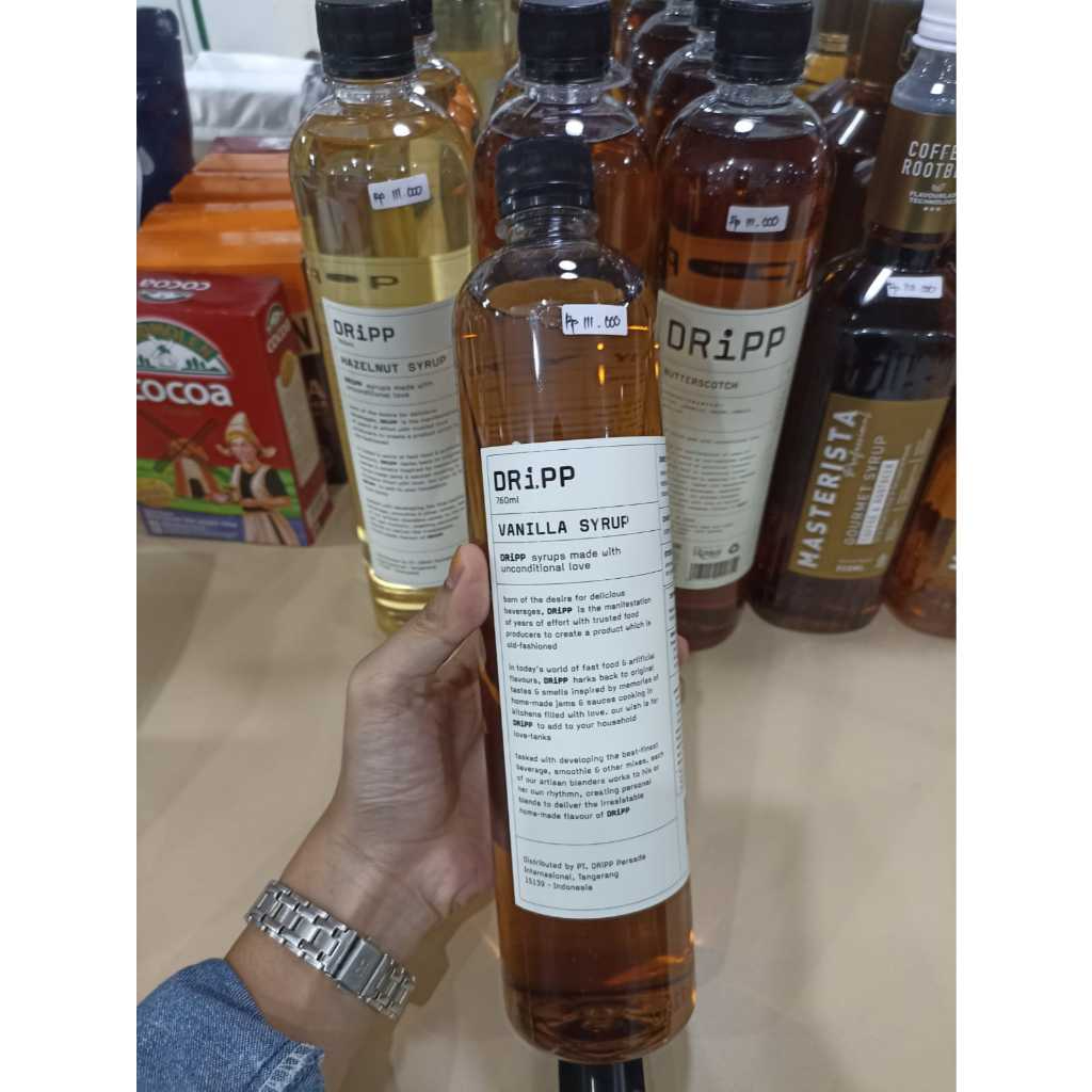 

DRIPP MINUMAN SIRUP PREMIUM/SYRUP VANILLA/SIRUP RASA VANILLA /760 ML/VARIAN HAZELNUT PREMIUM/HALAL/BPOM