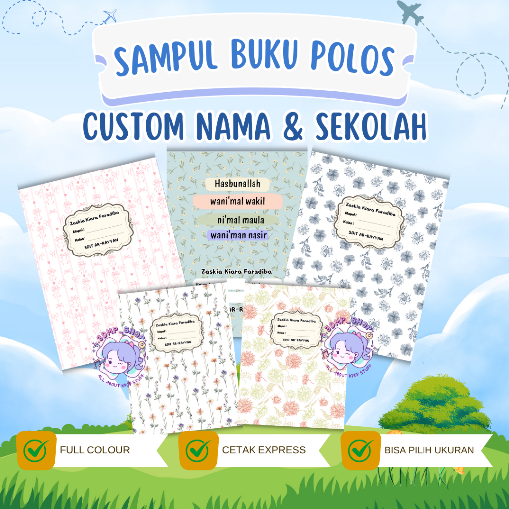 

SAMPUL BUKU POLOS CUSTOM NAMA/SEKOLAH