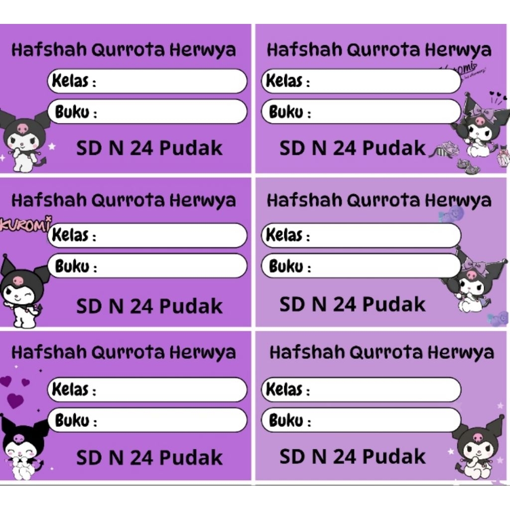 

stiker nama buku sekolah