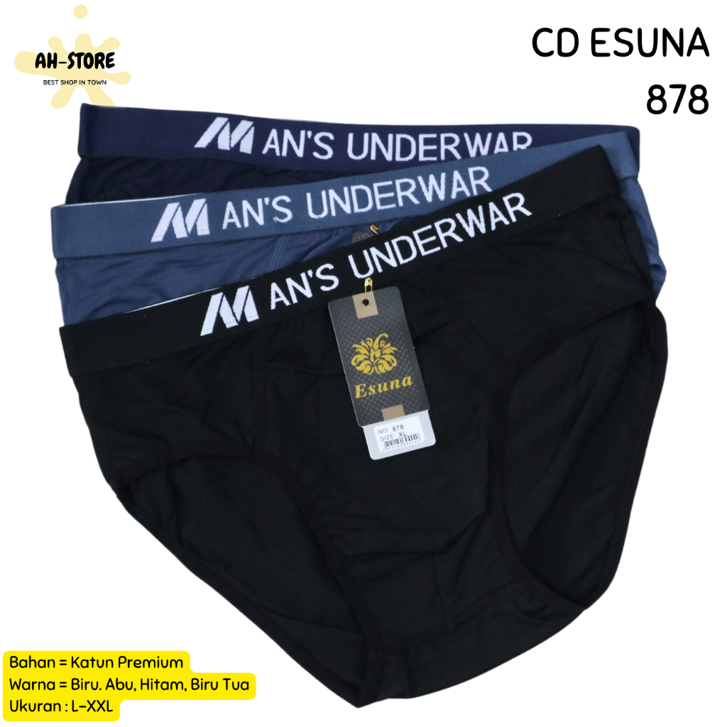 ISI 3 / Celana Dalam Pria Esuna 878  ukuran L-XXL CD Laki / Pakaian Dalam Pria