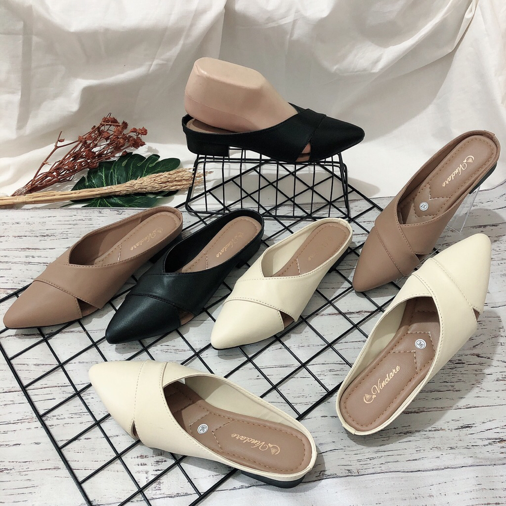 Sandal mules wanita 3cm, mules gita, sandal mules kekinian, mules mewah