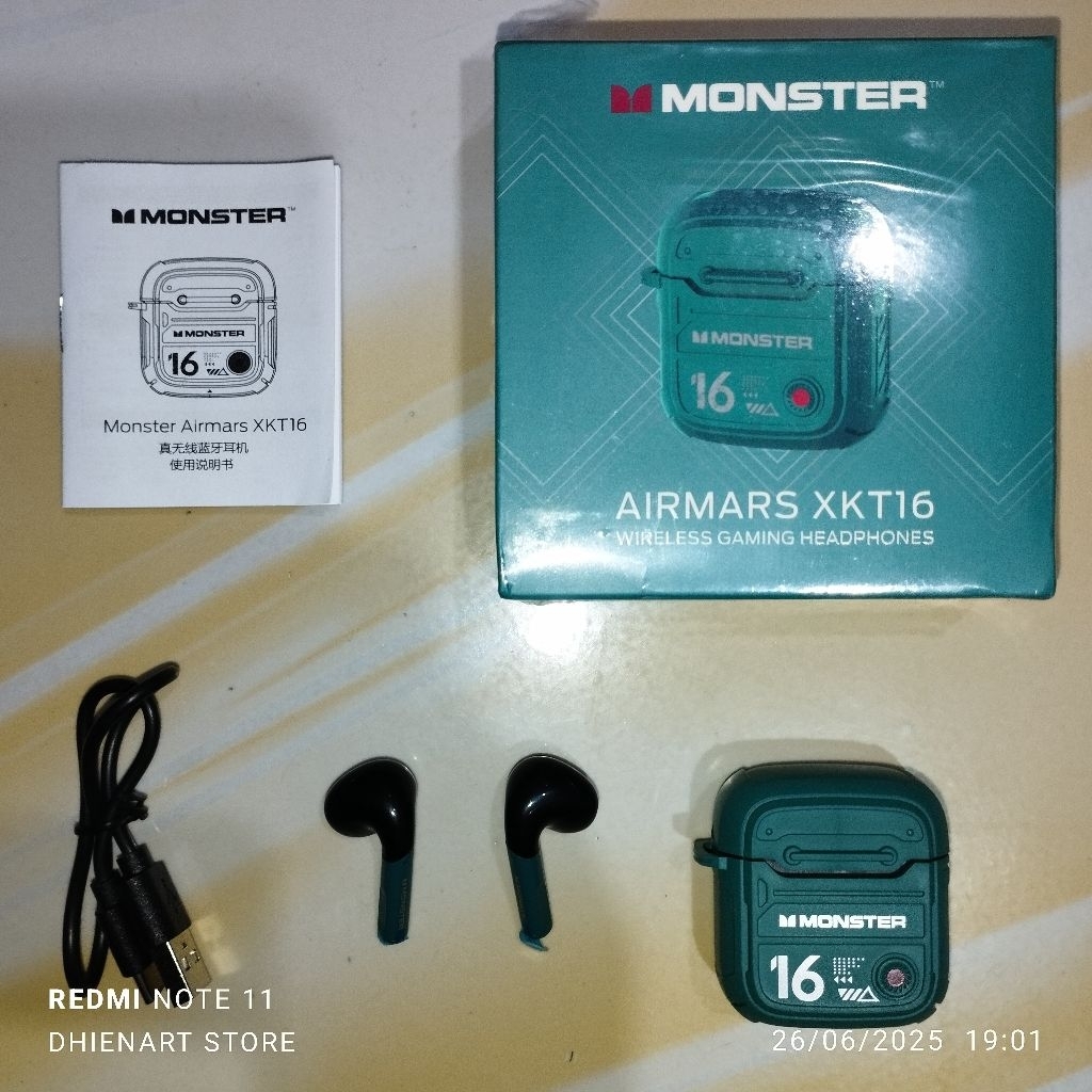 MURAH+COD...MONSTER AIRMARS XKT16 TWS WIRELESS GAMING HEADSET HANDSFREE BLUETOOTH ORIGINAL