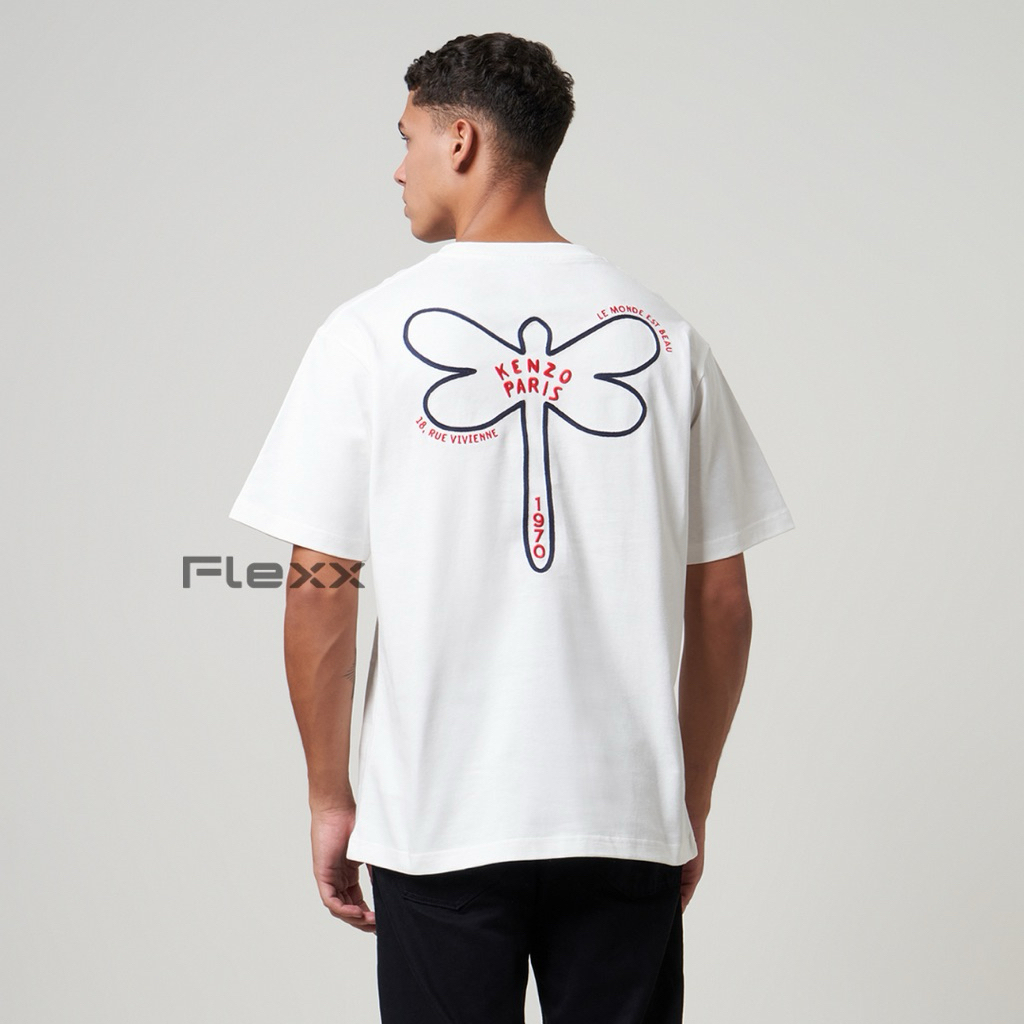 Dragonfly Embroidered Oversized Tee White