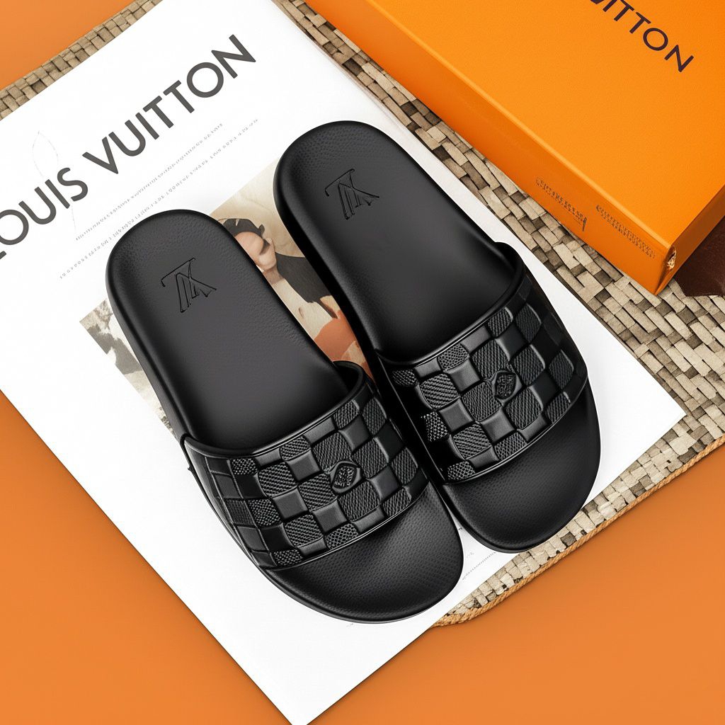 Sandal Pria Premium Korea Style – Nyaman, Anti Slip & Elegan – Navy Casual Flat / Sandal pria anti s