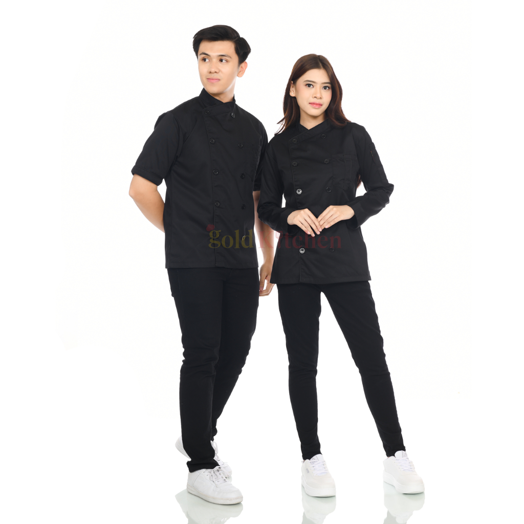 Baju Chef Baju Koki Chef Jacket Baju Kitchen Sergam koki Lengan Panjang Pendek Pria Wanita