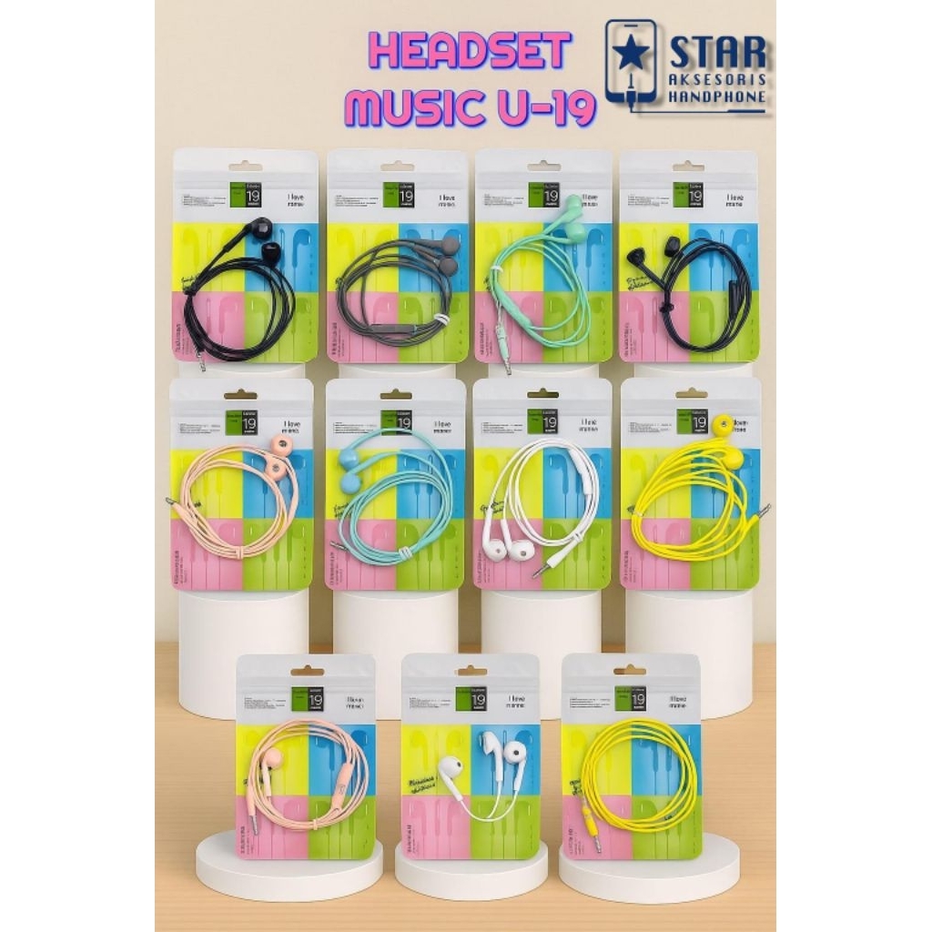 [ Packing Plastik] Headset Macaron U-19 Handsfree Macaron U-19 Earphone Macaron U-19