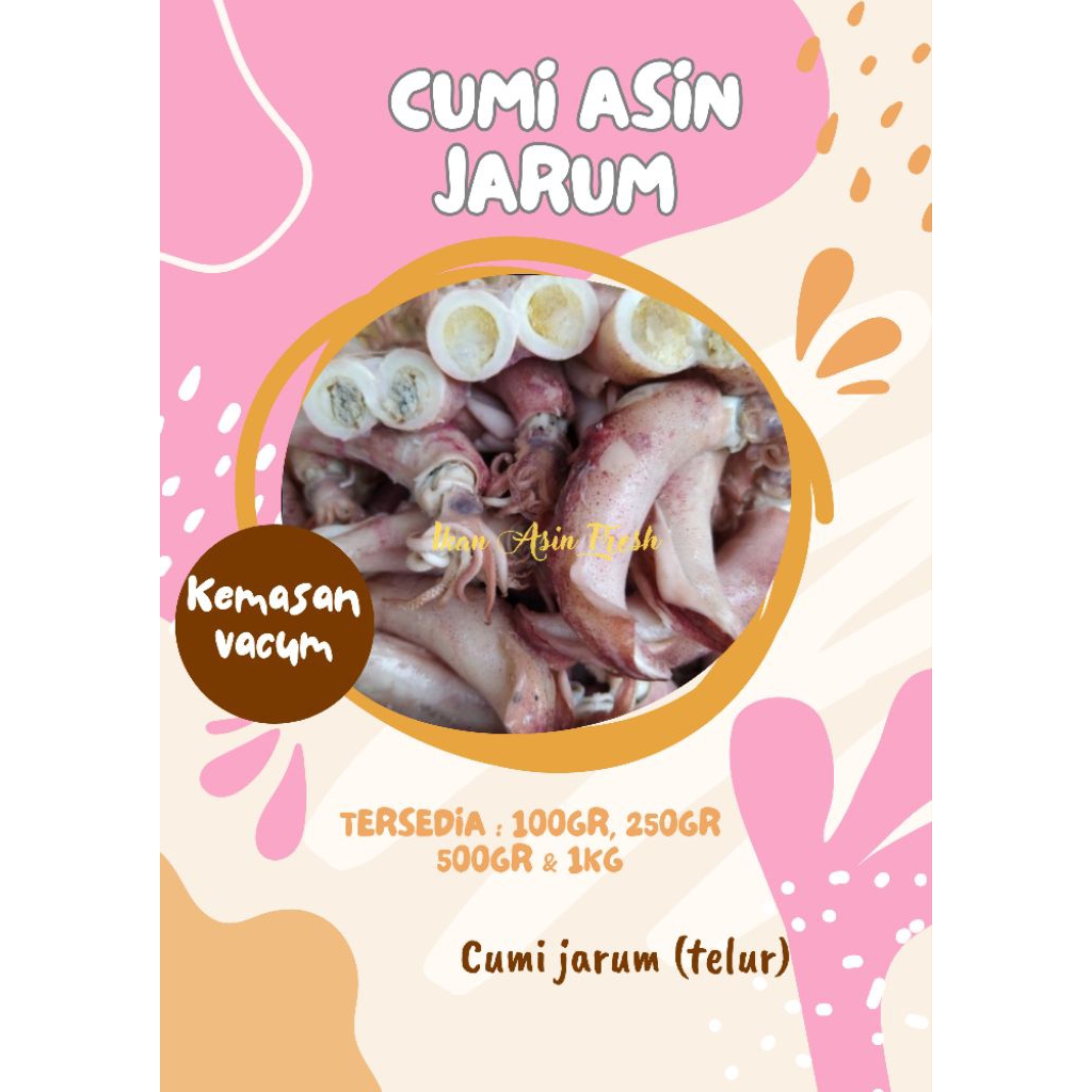 

Cumi Asin Jarum/telur kemasan vacum 100% fresh kualitas premium