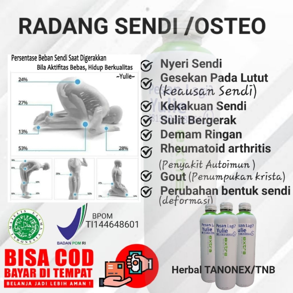 

Herbal Radang Sendi | Herbal Obat Osteoarthritis, Rheumatoid arthritis, Sendi Kaku, Susah bergerak, Herbal TANONEX TNB 750ml (Ready, Original)