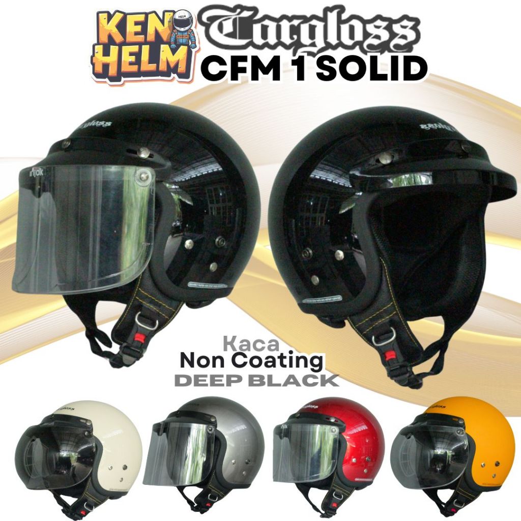 Helm Cargloss Cfm Retro Paket Kaca Datar Non Coating, Helm Half Face Retro, Cargloss Helmet Official