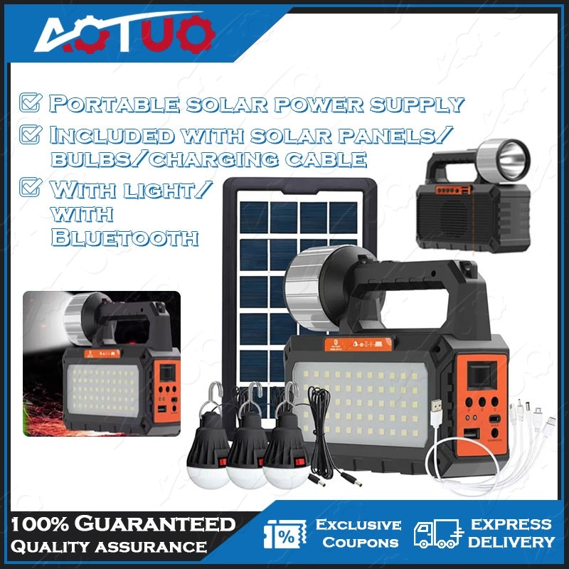 Pembangkit Listrik Portabel Multifungsi Tenaga Surya Bluetooth Penerangan Darurat Kapasitas Besar / 