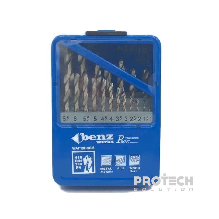 Mata bor besi set HSS 19pcs / Drill bit set 19pcs Benz Werkz