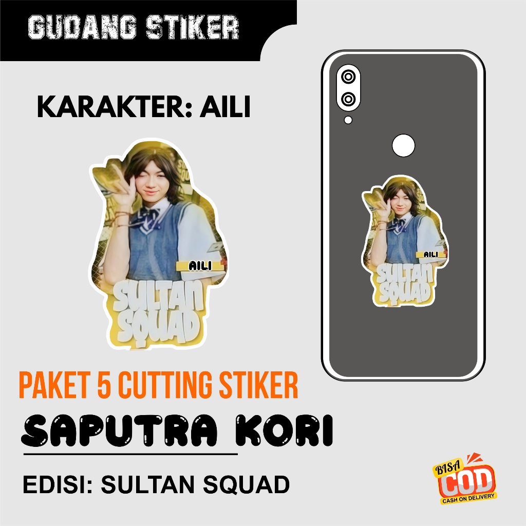 

Paket Stiker Cutting SAPUTRA KORI - SULTAN SQUAD - Karakter AILI isi 5 Biji