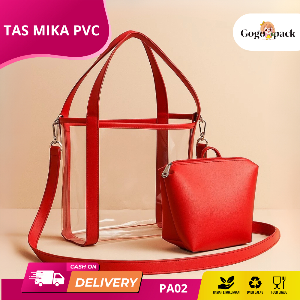 Tote Bag Wanita / Tas Mika PVC / Pouch Mika Transparan / Tas Selempang Wanita / Tas Mika I PA02