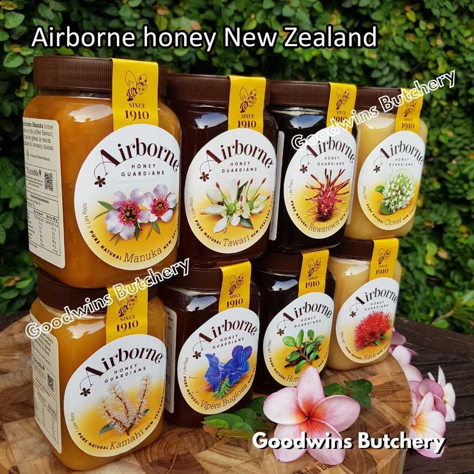 

NZ AIRBORNE honey New Zealand madu asli import | Manuka Clover Creamed Honeydew Rata Kamahi RewaRewa Tawari Viper Bugloss MultiFloral 500g