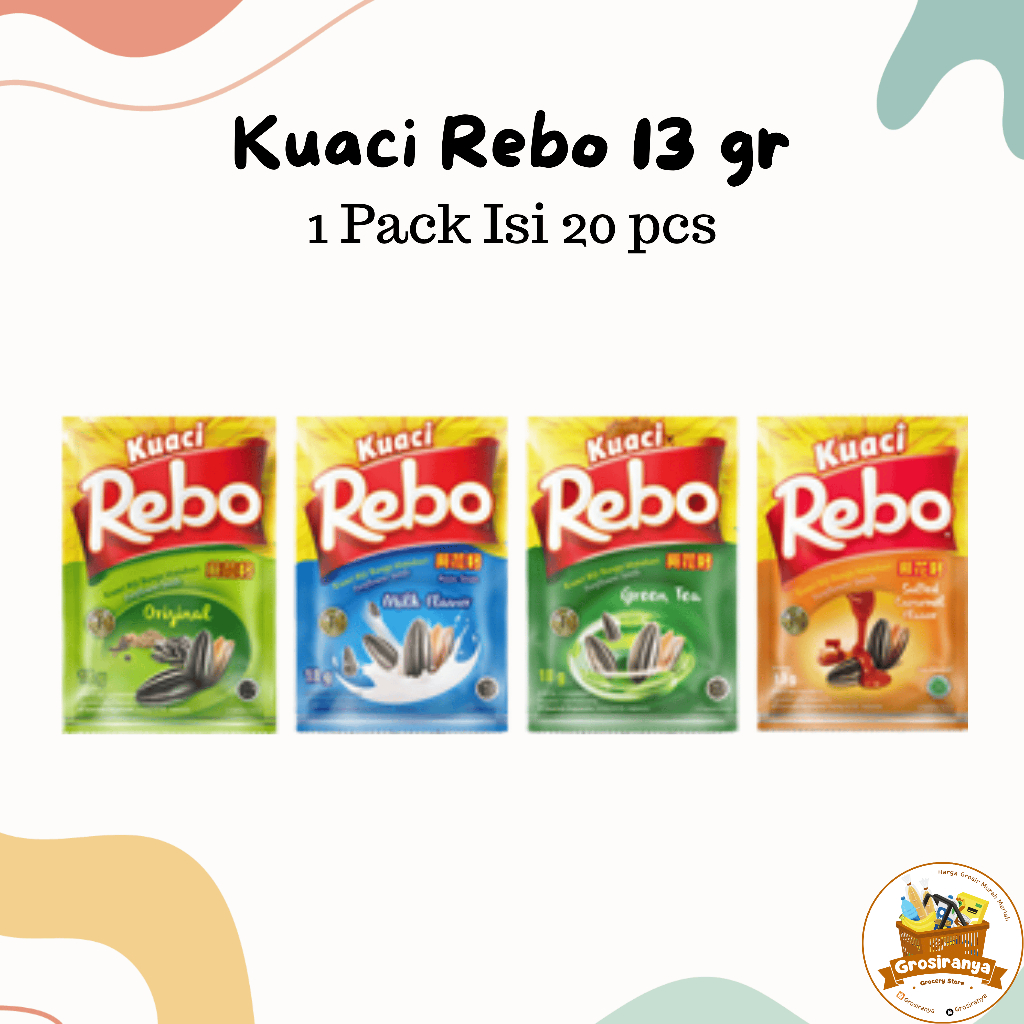 

Kuaci Rebo 13 gr 1 Pack/Pak Isi 20 pcs
