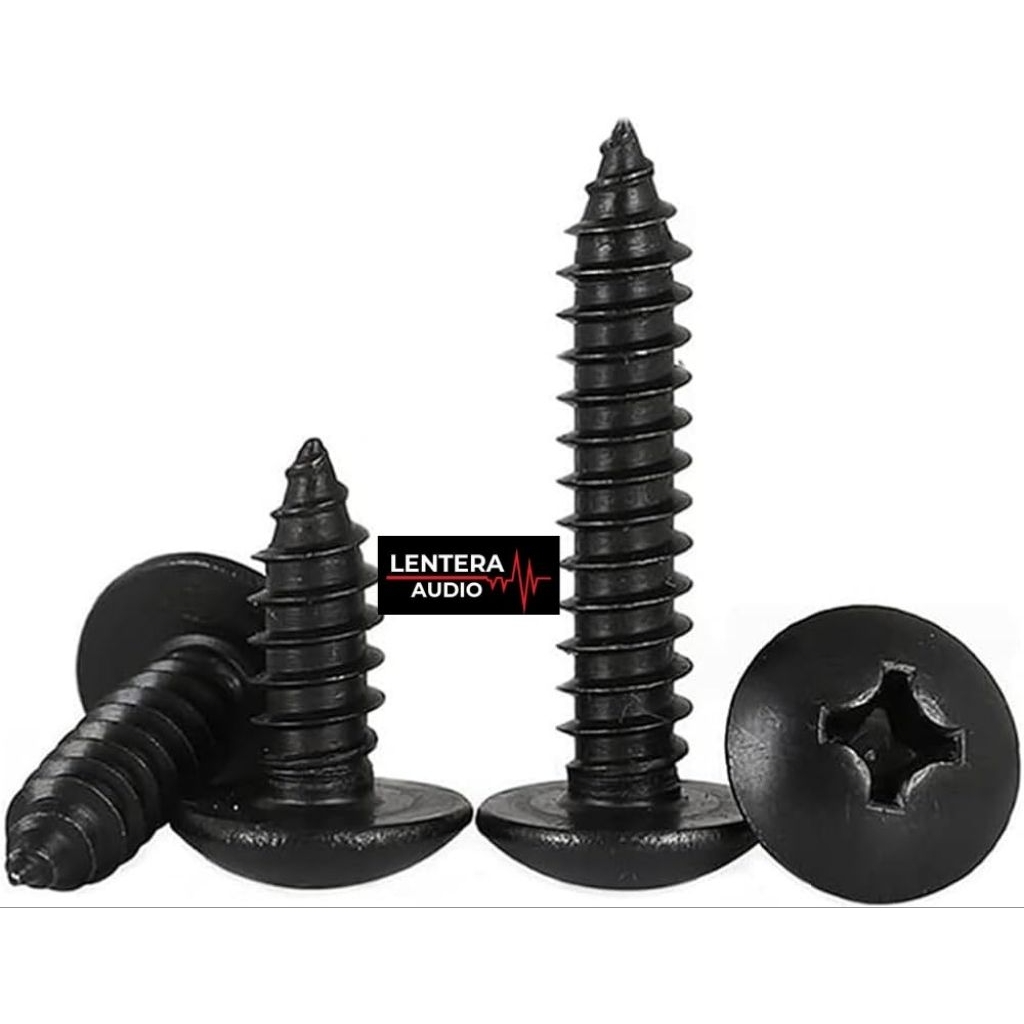 (100 Biji) Baut TappingM4 Skrup Hitam Baut Speaker PayungHitam