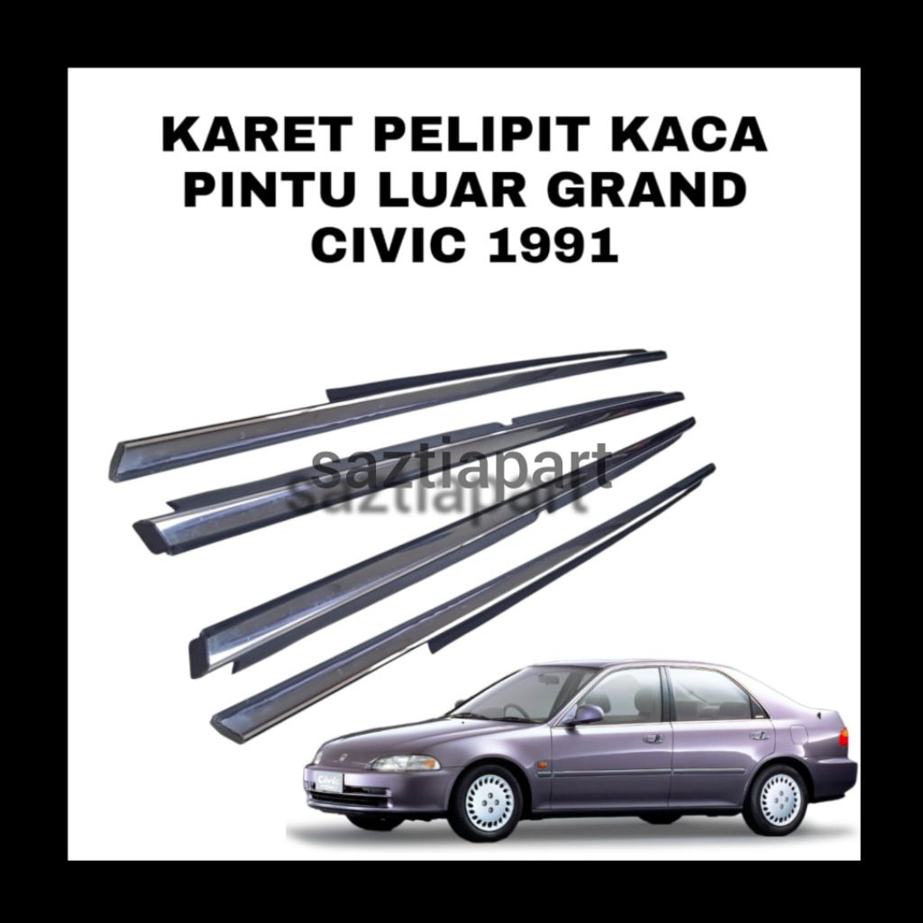 karet pelipit kaca pintu bagian luar honda grand civic 1991-1996