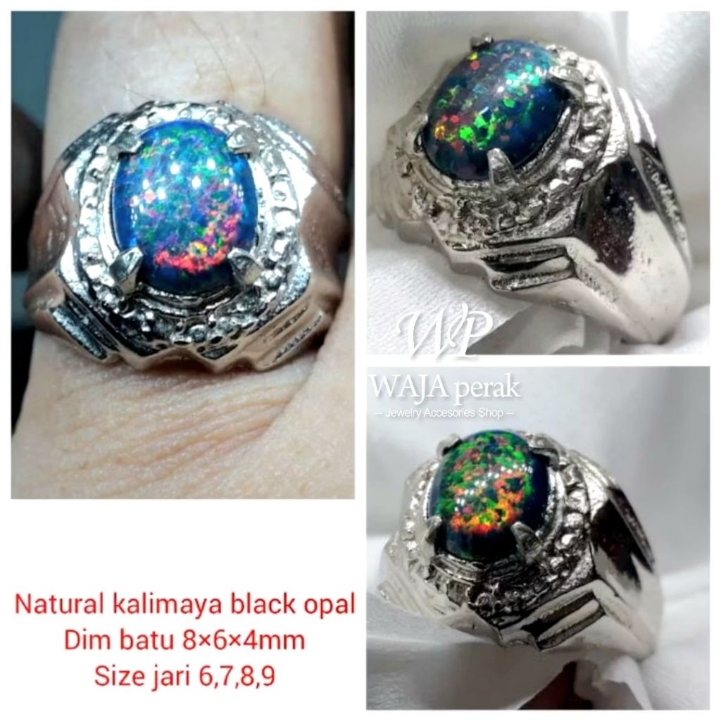 CINCIN BATU NATURAL KALIMAYA BLACK OVAL FULL JARONG