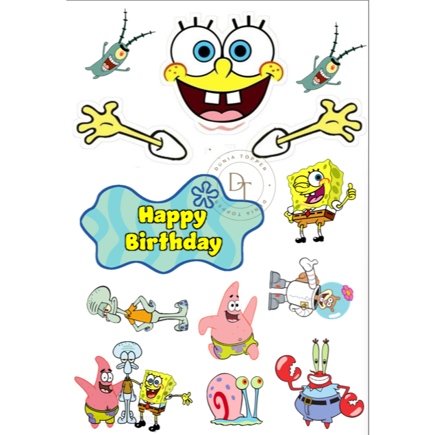 TOPPER Cake SPONGEBOB Custom/Hiasan Kue ULTAH Anak