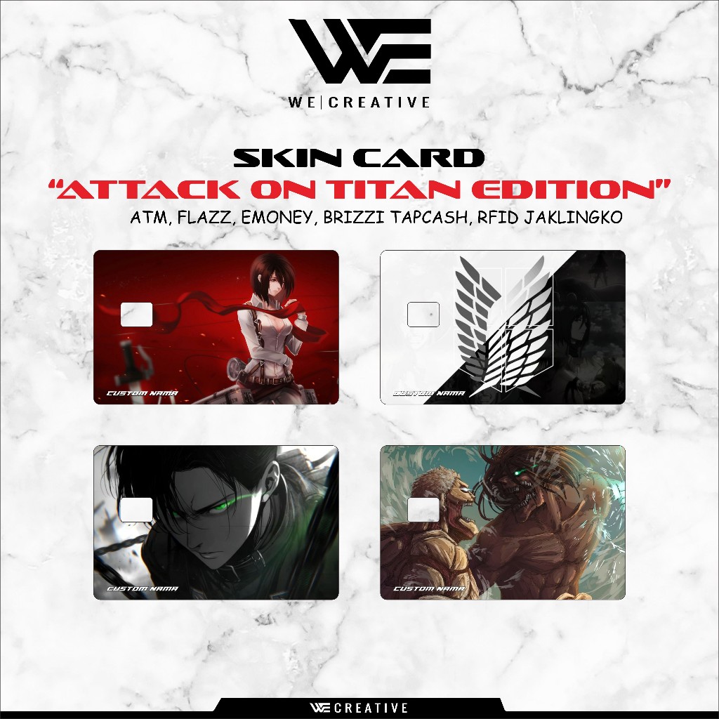 

Sticker Kartu ATM Skin Card Stiker E-Toll -Attack on titan Edition