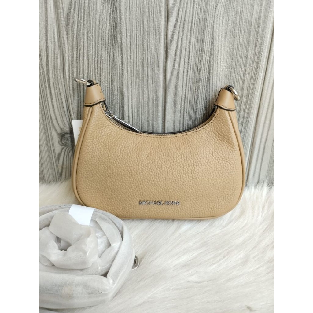 mk Cora Mini Zip Pouchette Camel Brown