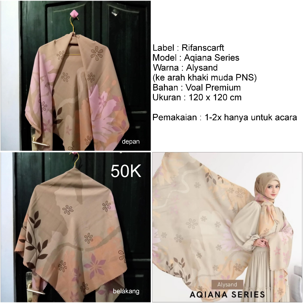 Kerudung Motif Rifanscarft 120 x 120 [Preloved]
