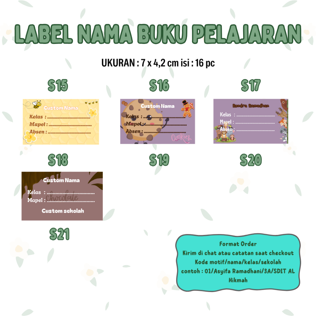 

16 pcs Sticker Label Buku Pelajaran Custom Aesthetic