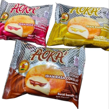

Donat Aoka isian rasa coklat nanas donut strawberry lumer 65gr bandung halal sandwich gulung momotaro tepung terigu jco