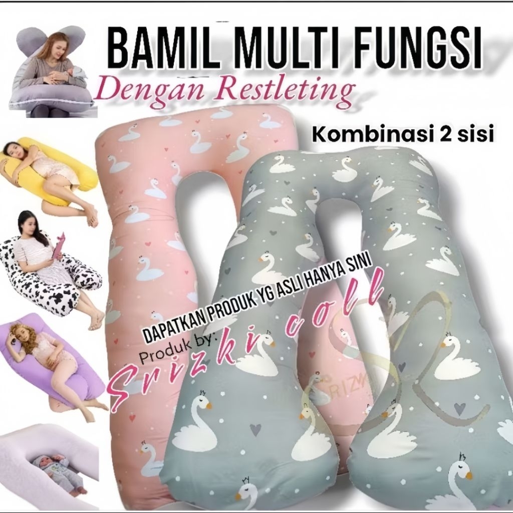 Bantal hamil dan menyusui nyaman empuk 2 sisi tebal pakai RESLETING | solusi tidur untuk ibu hamil a