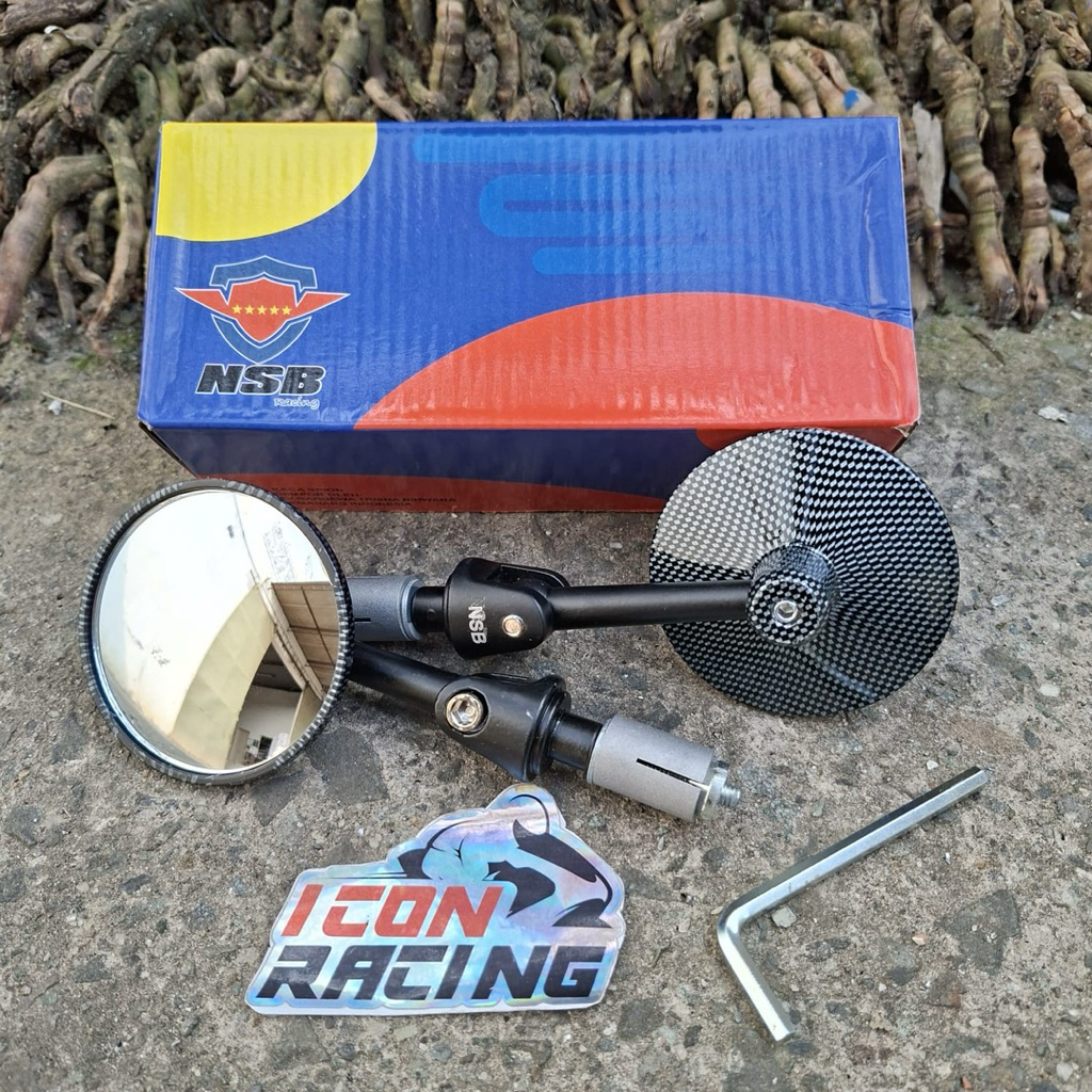 Spion Jalu Carbon Spion Bar End Bulat Kaca Cembung Fleksibel Universal Motor Sepeda