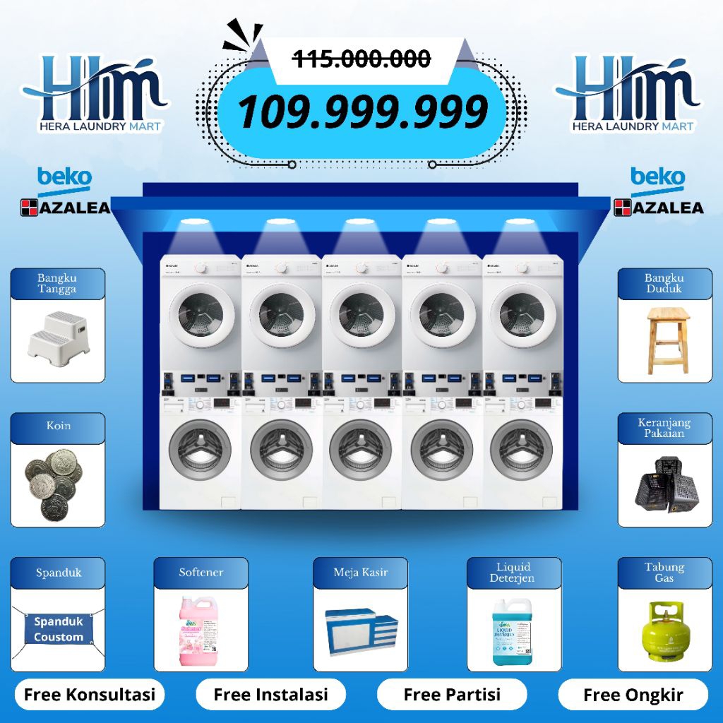 PAKET USAHA LAUNDRY KOIN DAN QRIS 5 STACK (5 PASANG)  LENGKAP MURAH