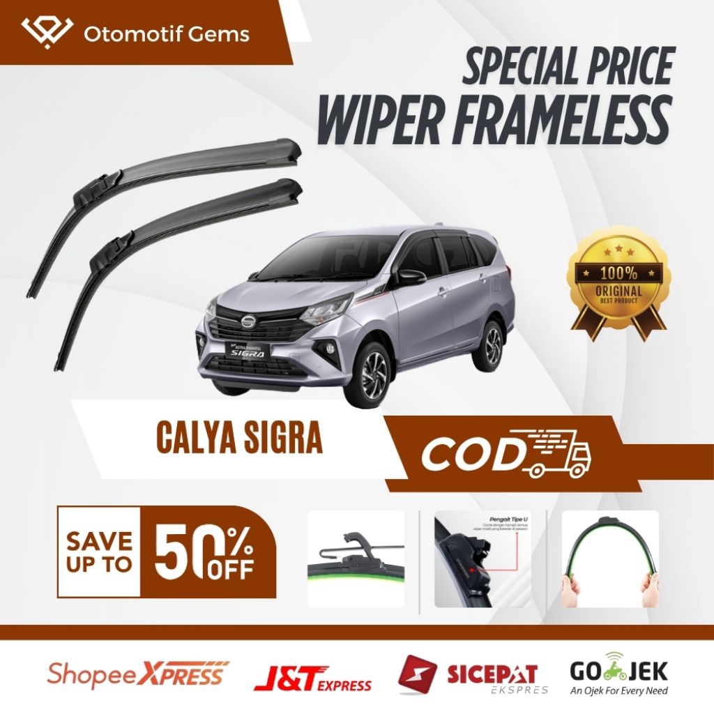 Wiper Frameless Mobil Calya Sigra Halus Anti Suara Sepasang Isi 2 Pcs Kanan Kiri | Wiper Kaca Mobil 