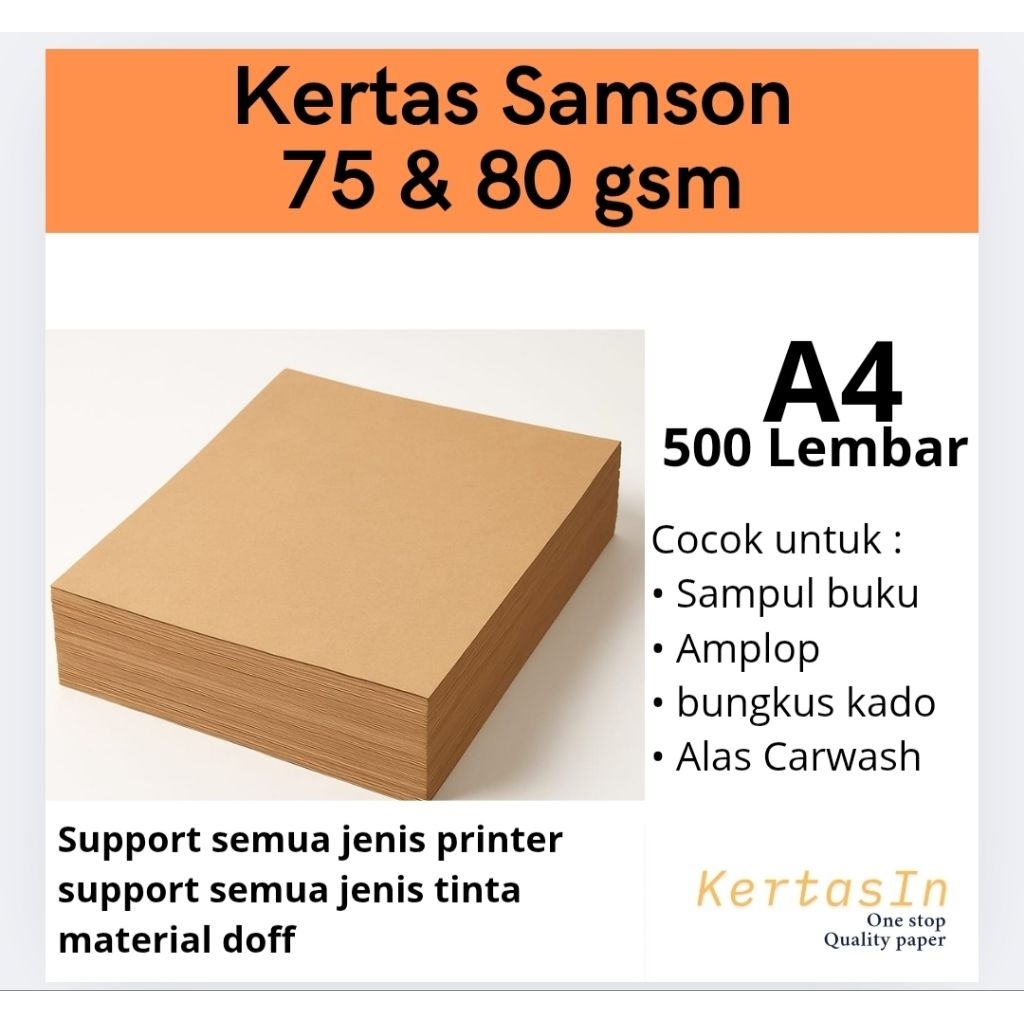 

Kertas Samson Coklat 75 & 80 gsm – A4 Isi 500 Lembar – Untuk Nota, Bungkus, Craft & UMKM
