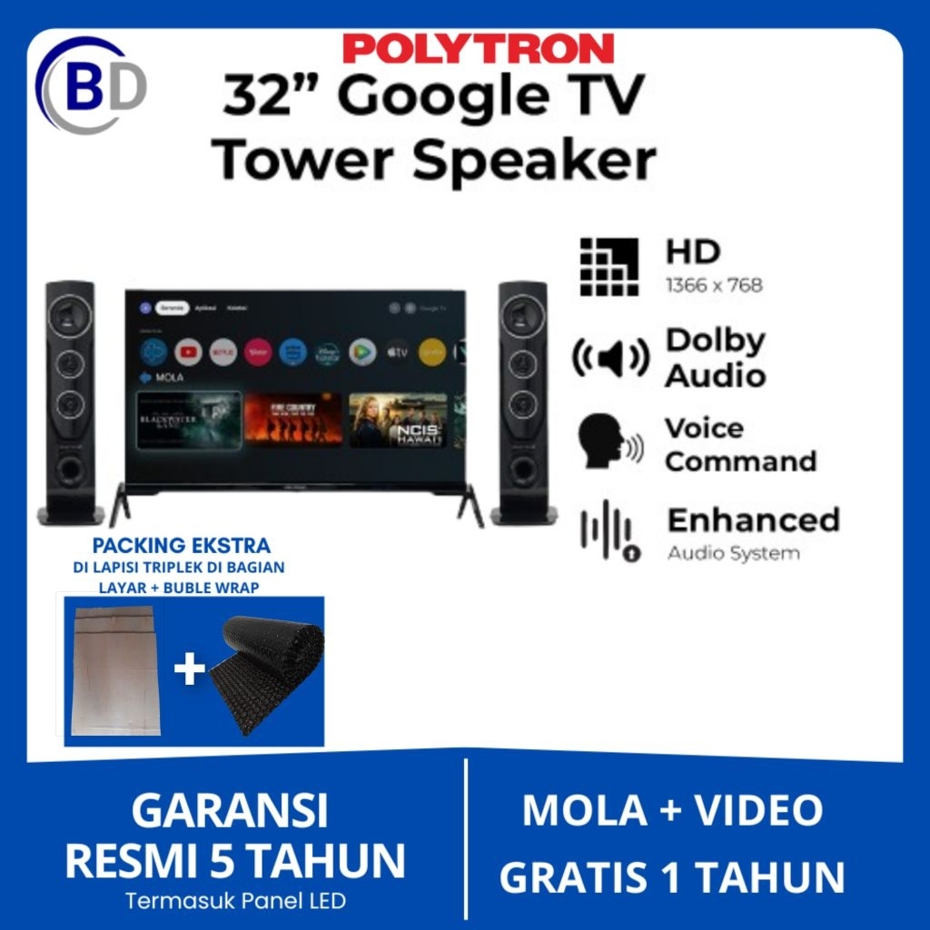 LED TV POLYTRON 32 Inch Full HD Android PLD-32TG9055 LED Polytron Android Digital