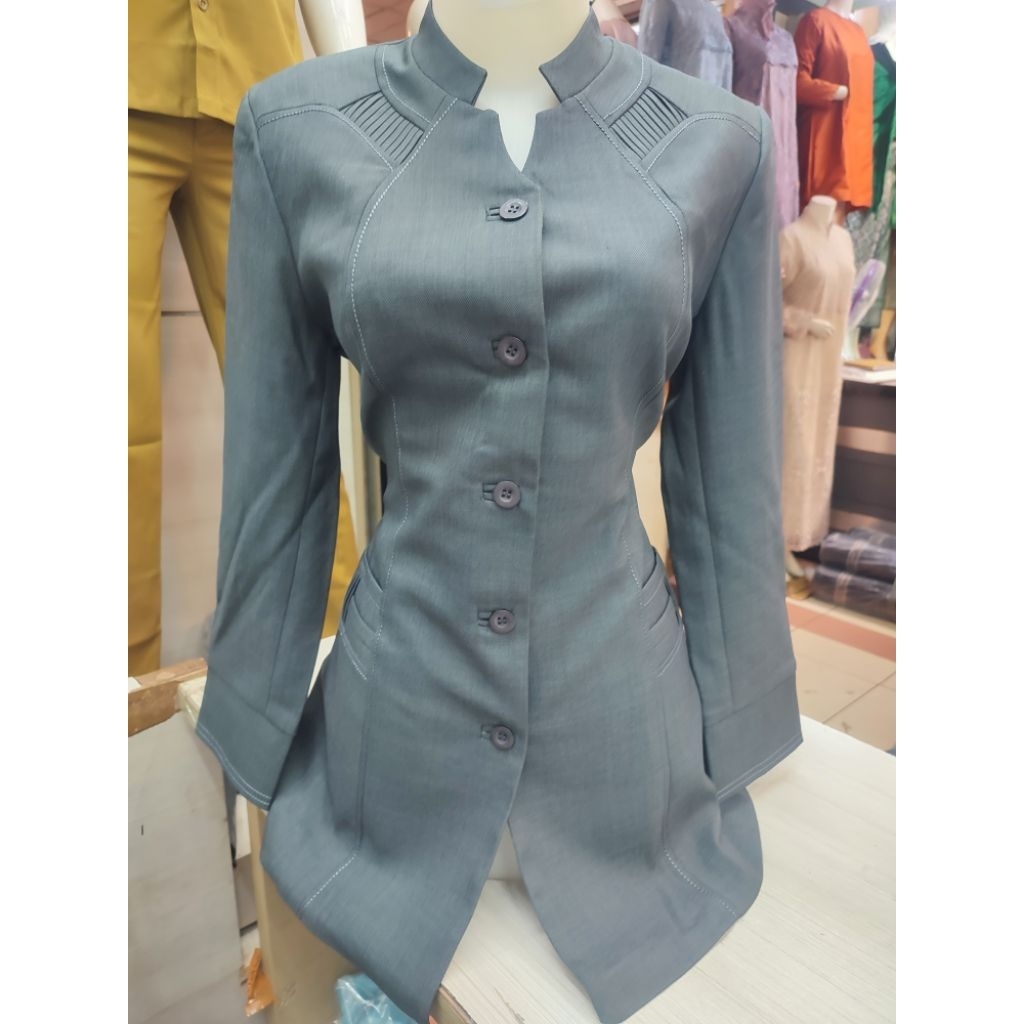 Setelan Blazer Wanita Abu Tua || Blazer Guru || Seragam guru Jumbo