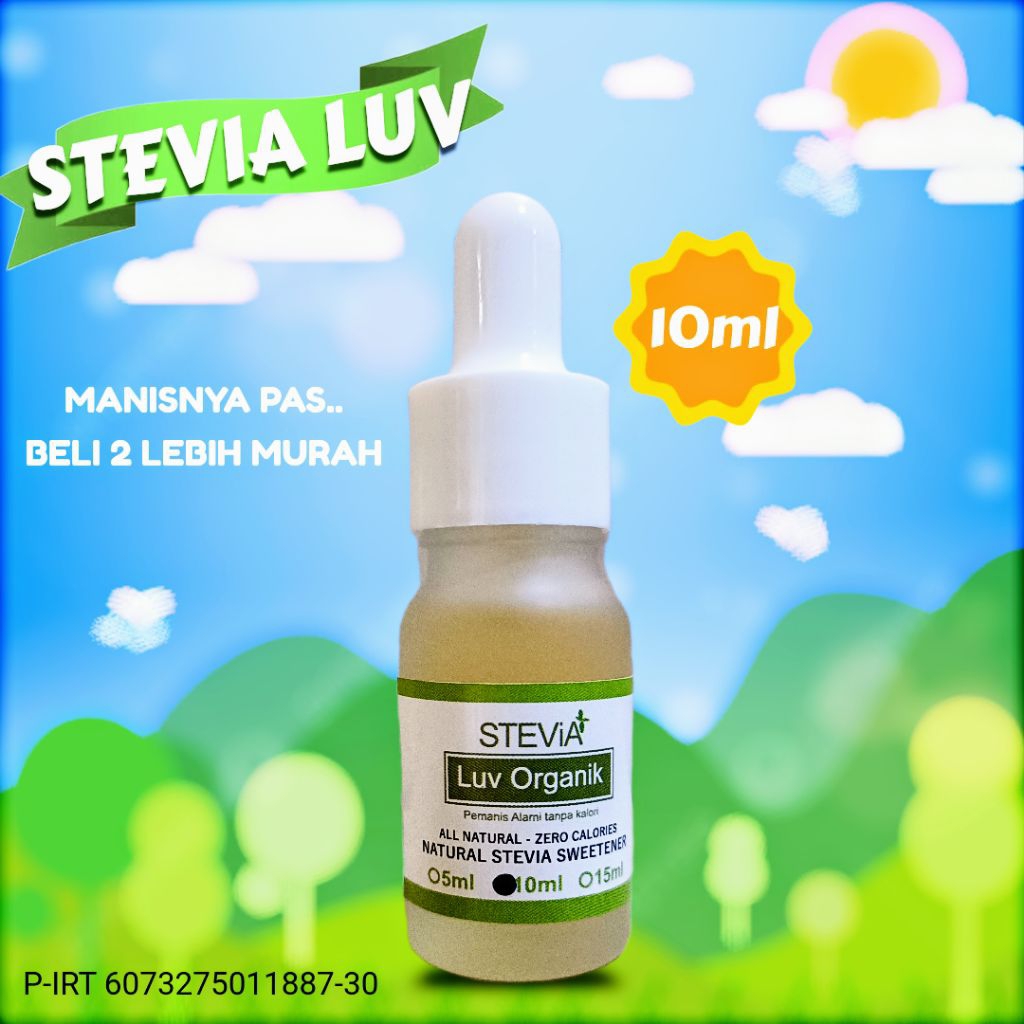

Stevia Luv Organik 10ml dan 15ml – Gula Stevia Cair Alami, Pemanis Sehat Tanpa Kalori