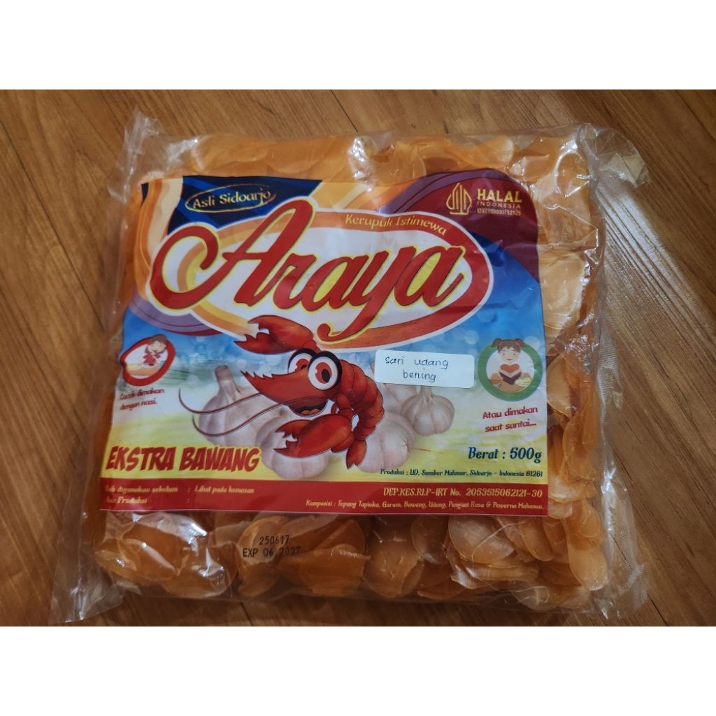 

kerupuk mentah sari udang merk araya kemasan 500 gram