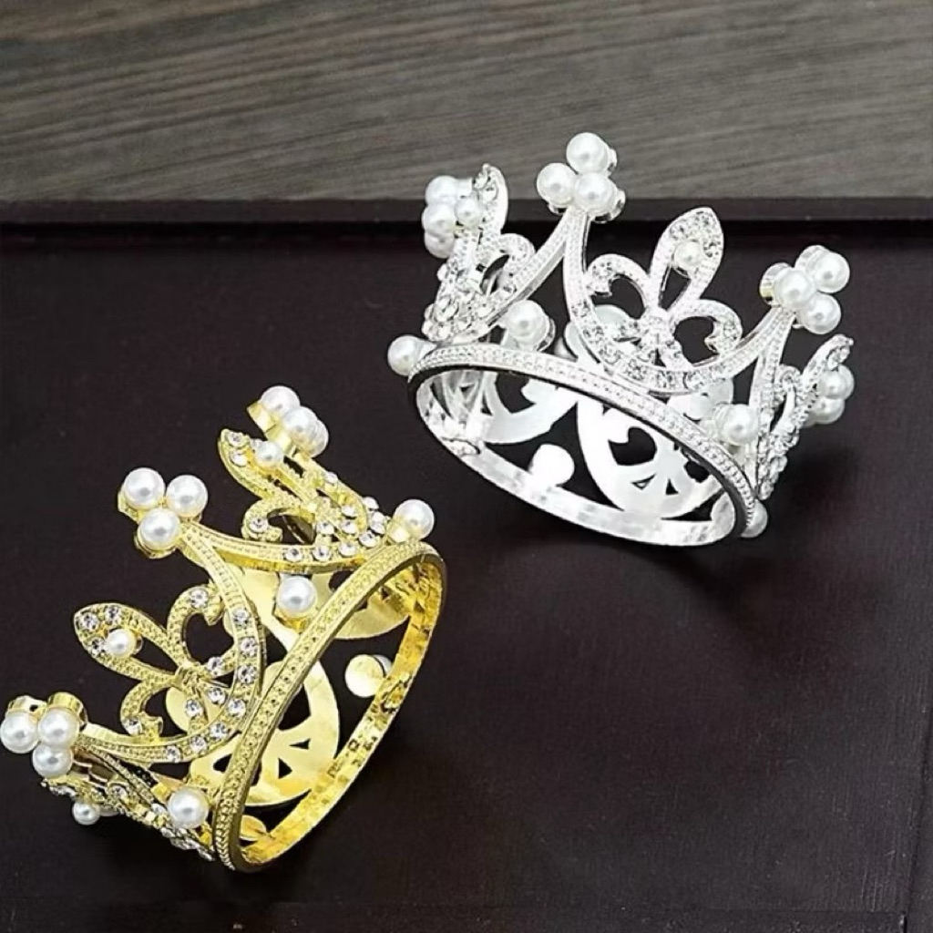 Topper Mahkota Mini / Topper Mahkota Kue Ulang Tahun Gold & Silver