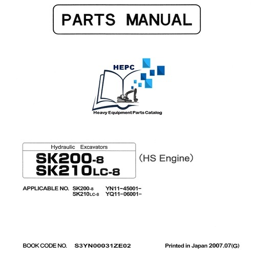 Parts Manual Kobelco Excavators SK200-8/SK210LC-8  PDF