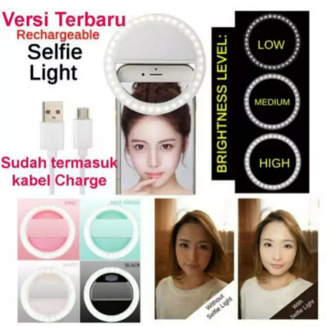 Ring led selfie lampu selfie bulat untuk kamera hp selfie ring LED Light Rechargeable kecil untuk hp