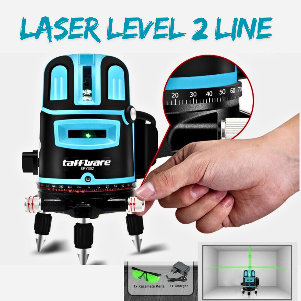 COD Taffware laser Leveling Projector Green Laser 2 Line waterpass digital alat tukang bangunan biru