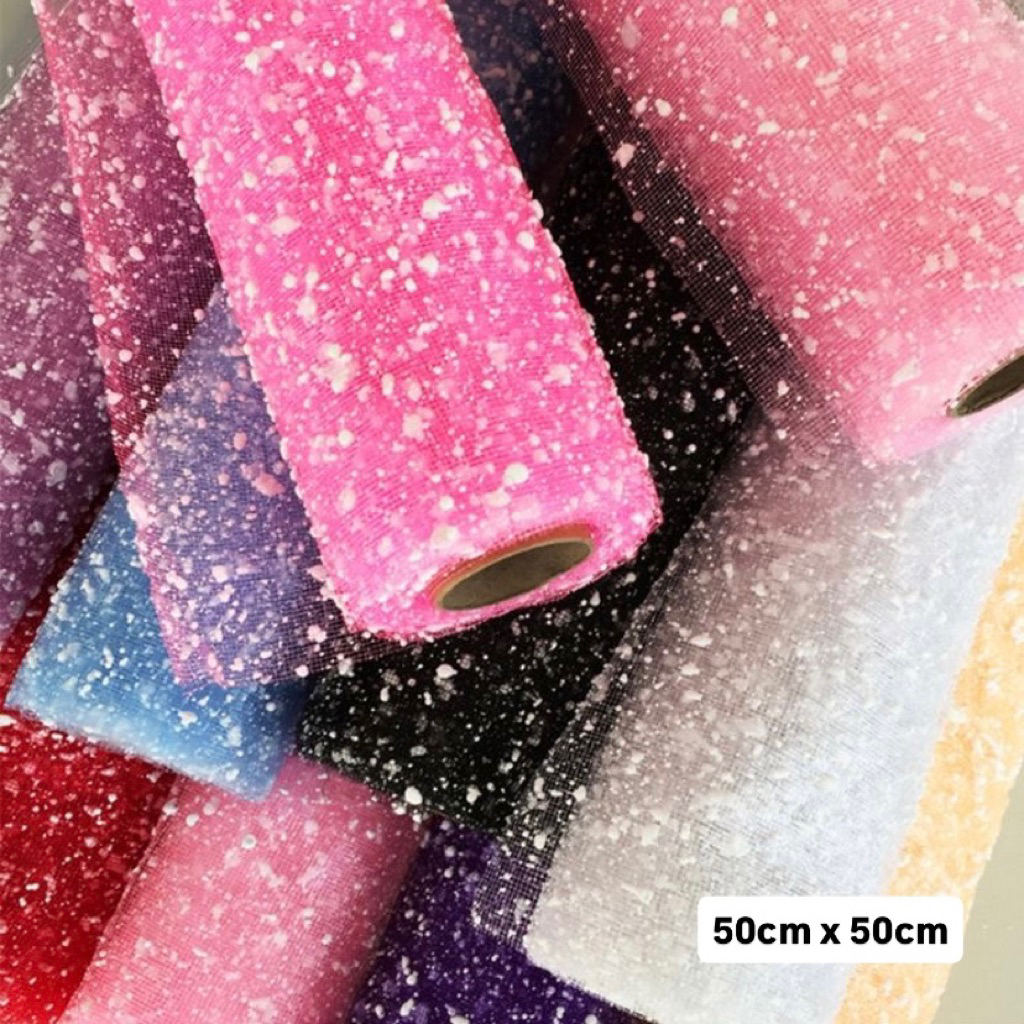 

Kertas Buket Tile Salju - Snow Mesh Tile - Kertas Bunga Jaring Salju - Kain Tile Snow Sprinkle Snowy mesh - Flower Wrap - Bouquet Paper - Dekorasi kreasi