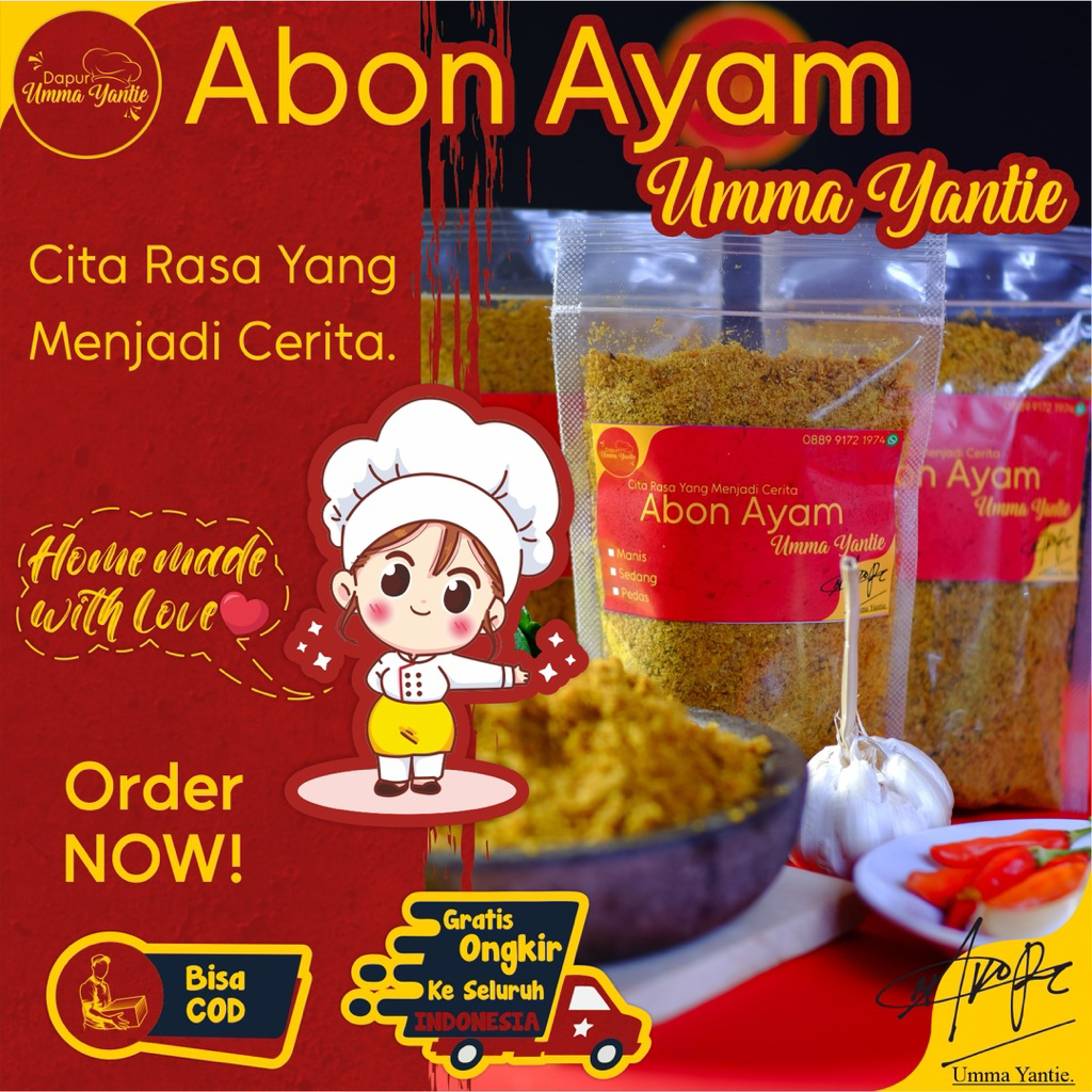 

Abon Ayam 100 Gram dan 150 Gram Asli Home Made Gurih Crunchy Halal Dapur Umma Yantie